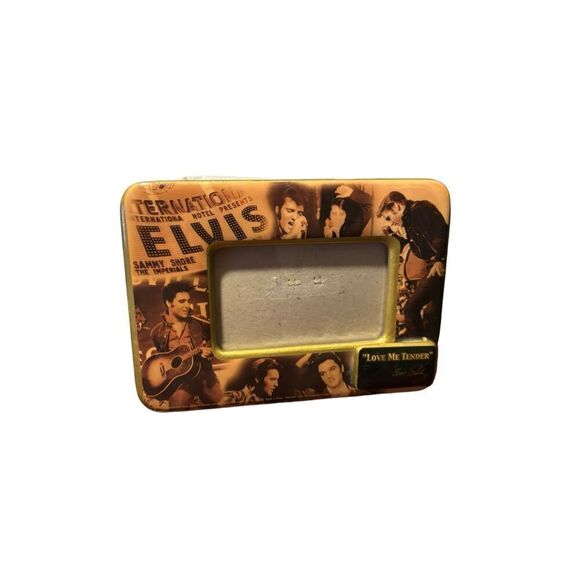Vintage Elvis Presley Picture Frame w/ Old Pictures of Elvis Preforming, Love Me - Picture 2 of 8